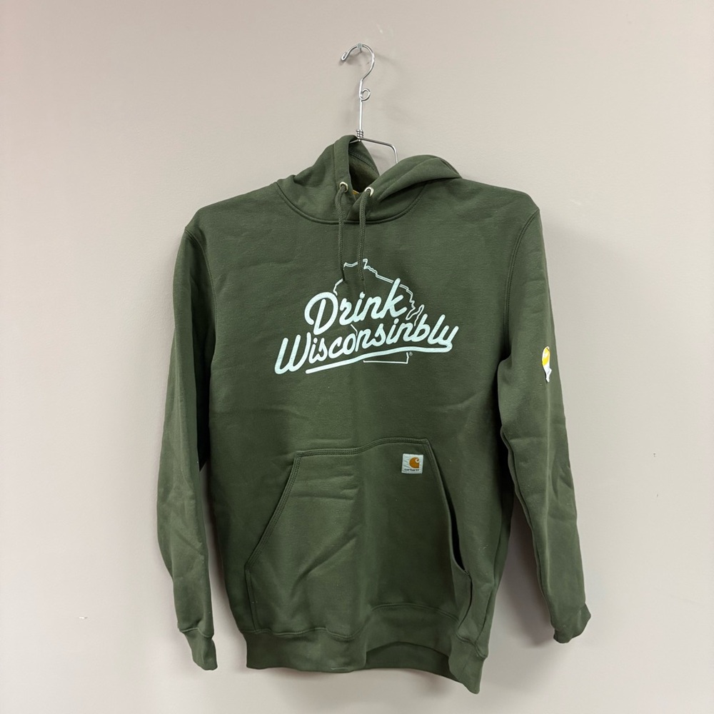 Carhartt Olive Green Hoodie with Wisconsin Print